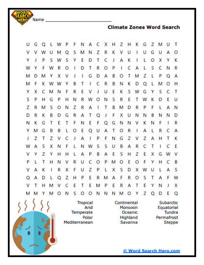Earth Science Word Searches