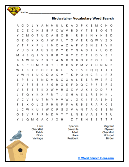 Bird Buff Words Word Search