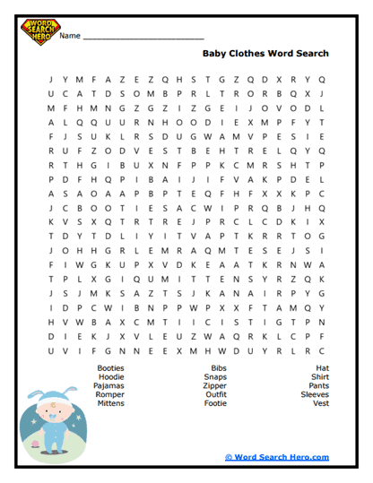 Clothing Craze Word Search