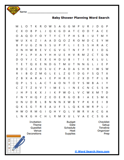 Planning Party Word Search