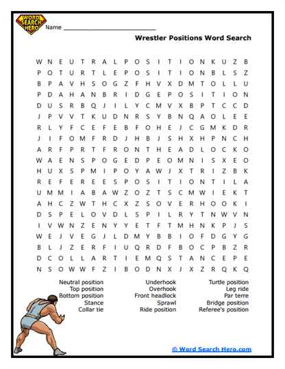 Wrestler Positions Word Search