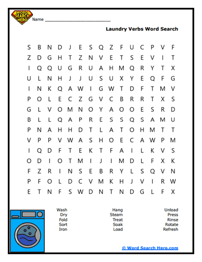 Action Wash Word Search