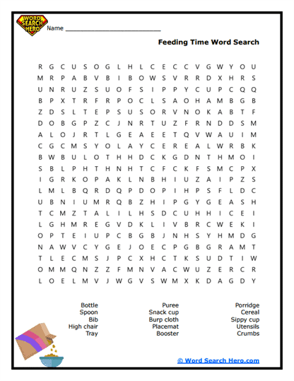 Mealtime Mix-Up Word Search