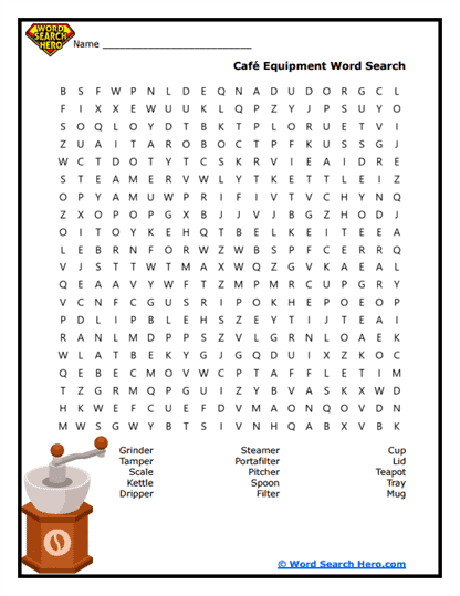Cafe Tools Word Search