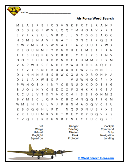 Sky Warriors Word Search