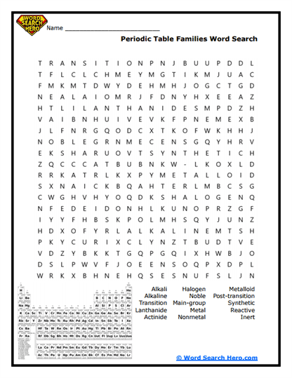 Periodic Table Word Searches