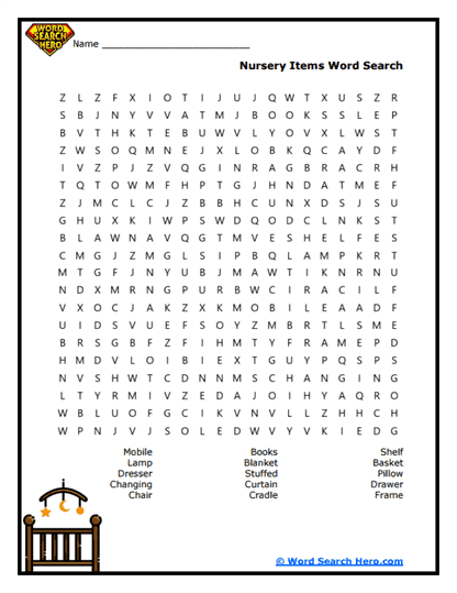 Nursery Nook Word Search