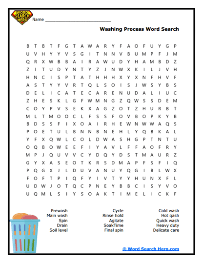 Wash Cycle Word Search
