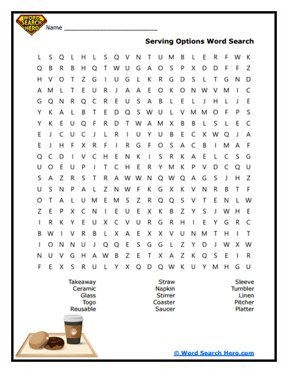 Serving Style Word Search