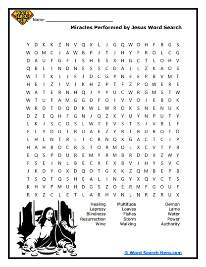 Miracle Moments Word Search