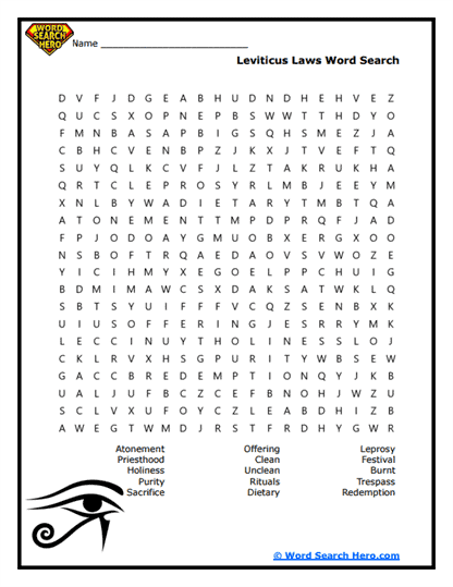 Leviticus Laws Word Search