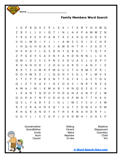 Family Faces Word Search