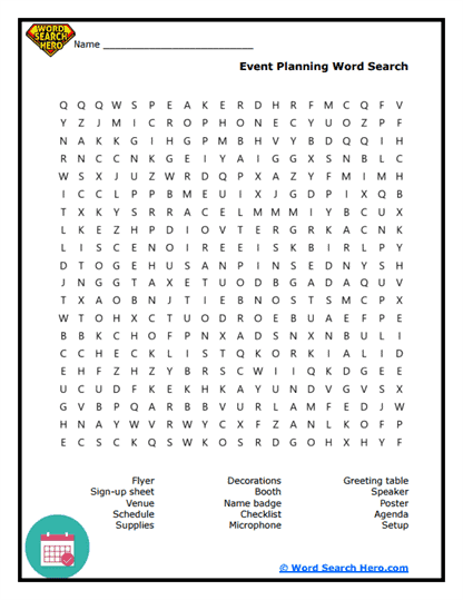 Plan Party Word Search