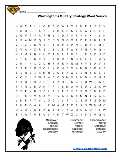 Washington's Battle Tactics Word Search