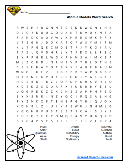 Atomic Structure Word Searches