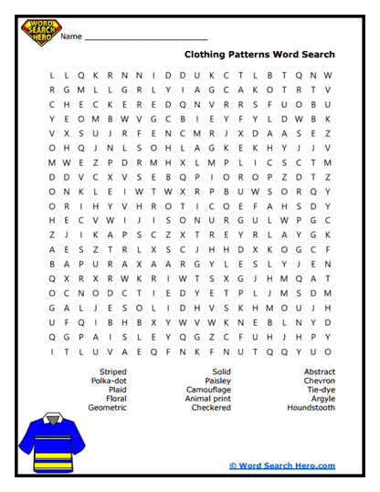 Pattern Parade Word Search