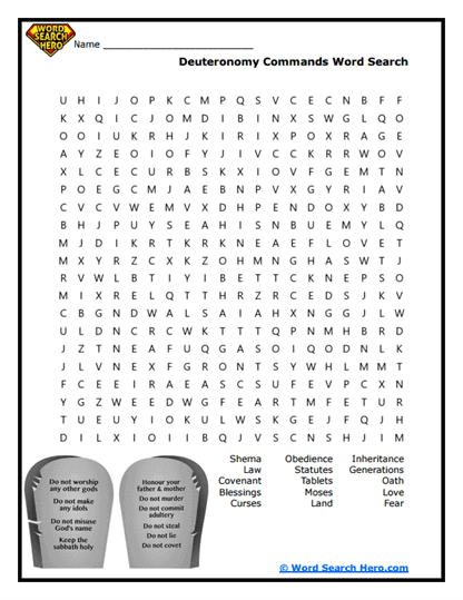 Deuteronomy Directions Word Search