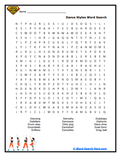 Dance Moves Word Search