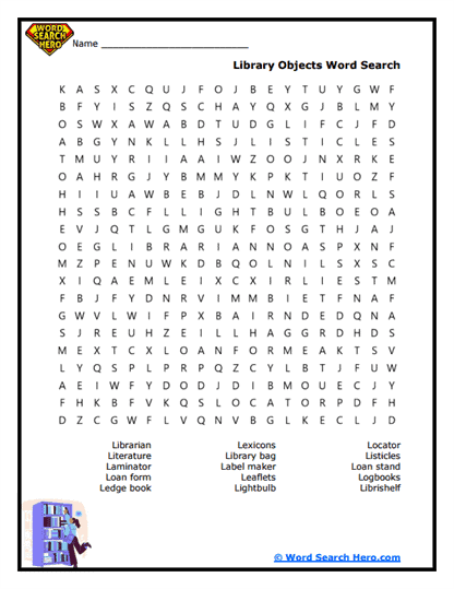 Library Legends Word Search