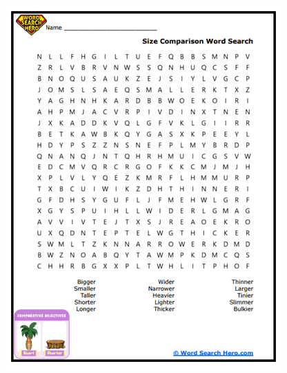 Size Sort Word Search