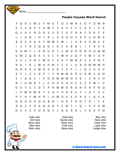 Relative Pronoun Word Searches