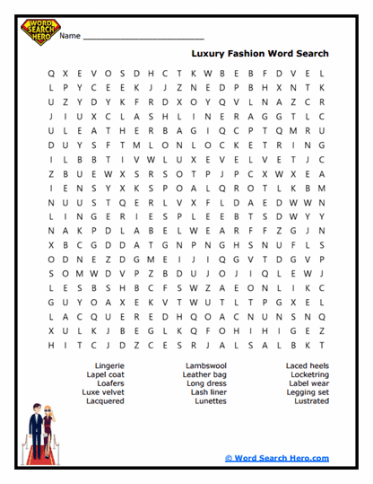 Fashion Flare Word Search