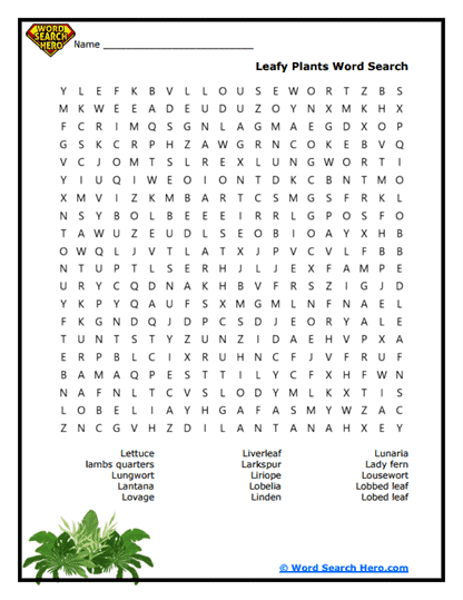 Leafy Life Word Search