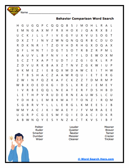 Manner Match Word Search