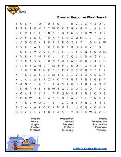 Disaster Response Word Search