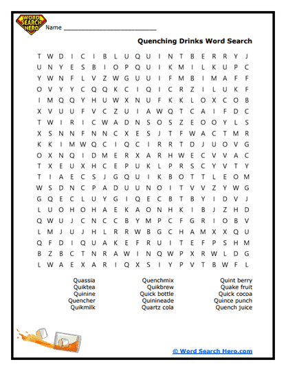 Thirsty Words Word Search