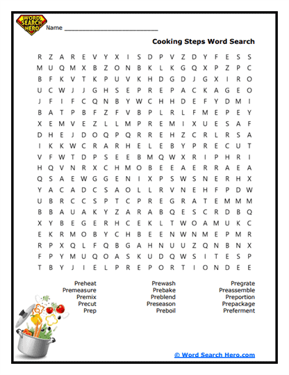 Kitchen Clues Word Search