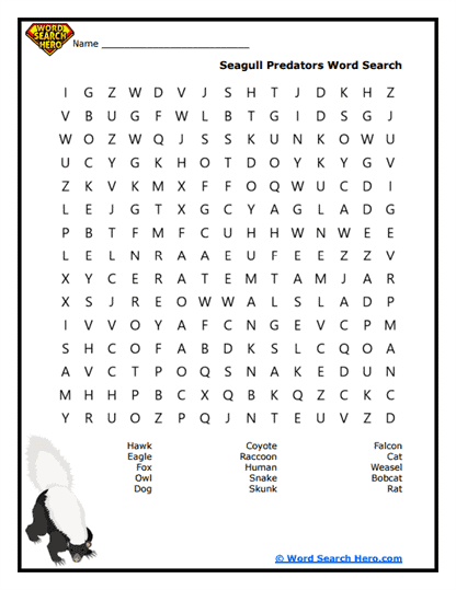 Predator Patrol Word Search
