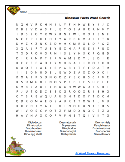 Dino Explorers Word Search
