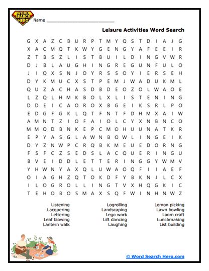 Leisure Land Word Search