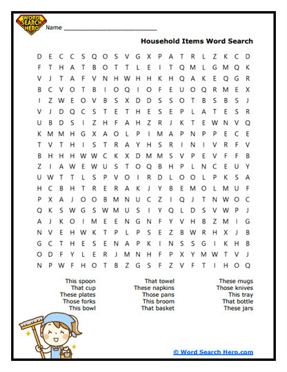 Home Helper Word Search