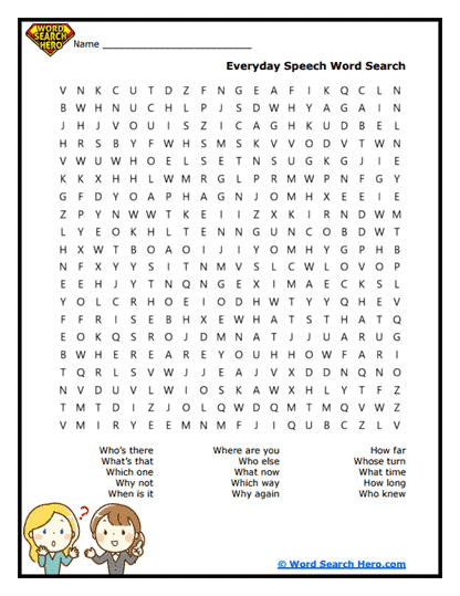 Interrogative Pronoun Word Searches