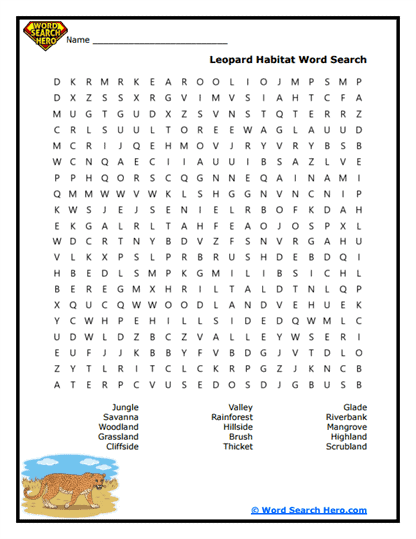 Leopard Word Searches