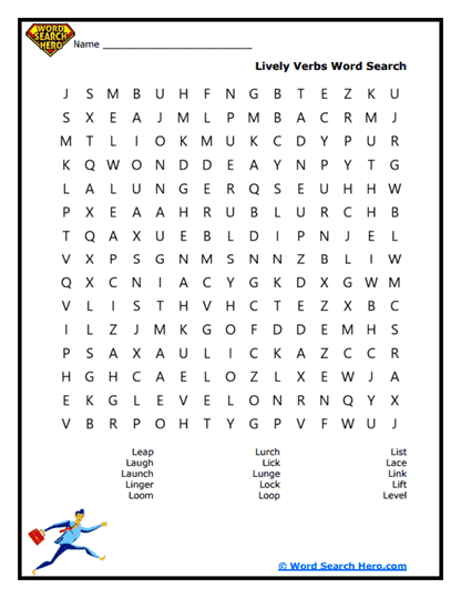 Lively Leaps Word Search