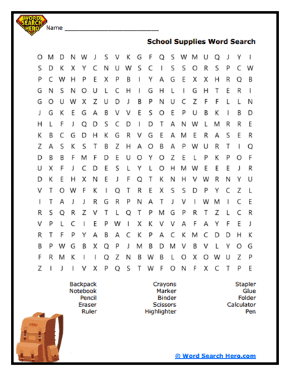Supply Quest Word Search