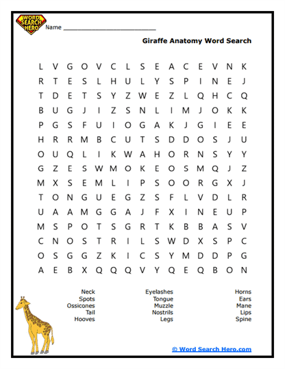 Giraffe Word Searches
