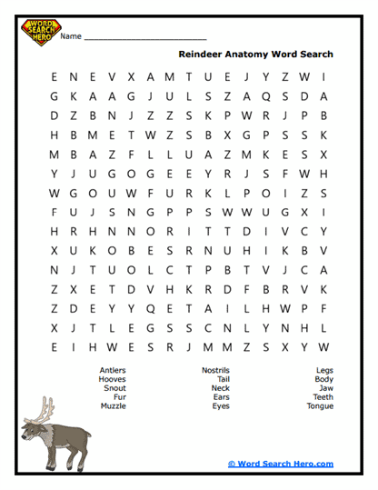 Reindeer Word Searches