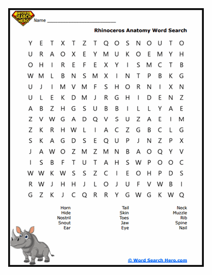 Rhinoceros Word Searches