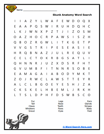 Skunk Word Searches