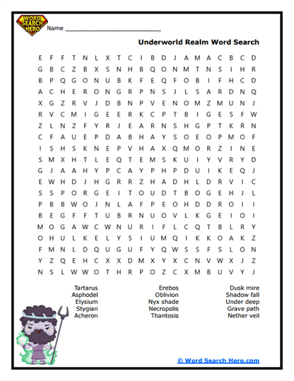 Underworld Realm Word Search