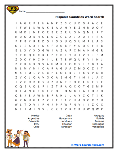 Hispanic Heritage Month Word Searches