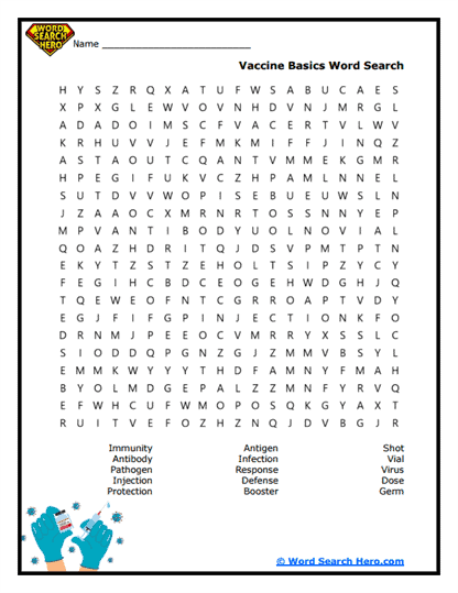 National Immunization Awareness Month Word Searches