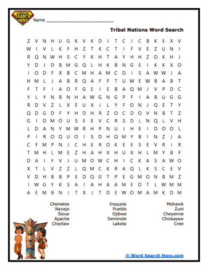 Native American Heritage Month Word Searches