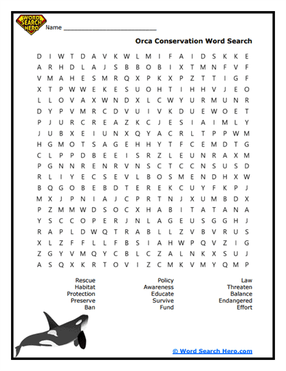 Protect Orcas Word Search