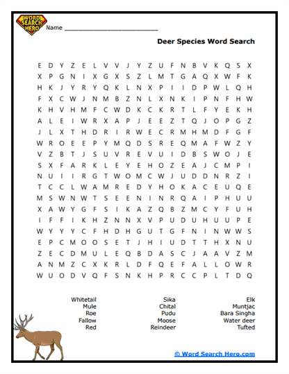 Deer Word Searches