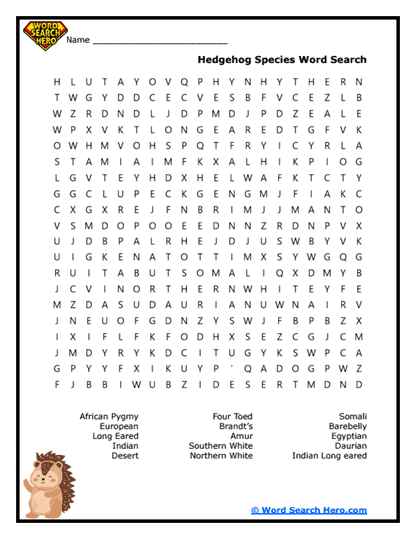 Hedgehog Word Searches